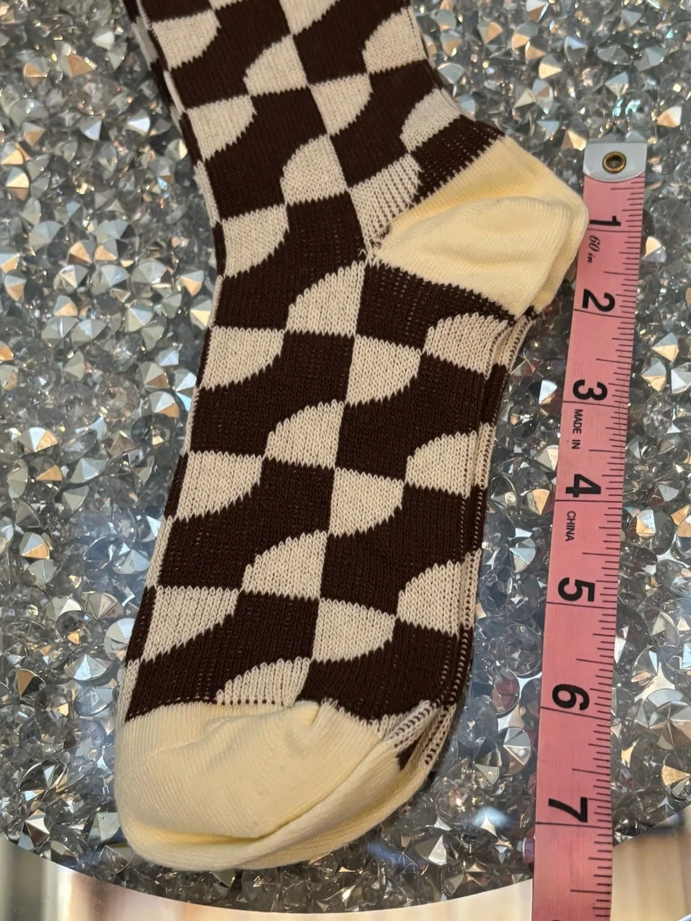 Vivienne Westwood Orb Checkerboard Crew Socks | Brown & Cream | One Size | Rare